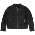 PURPLE BRAND Leather Zip Moto Jacket "Black"