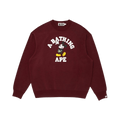 BAPE X Disney Mickey Mouse College Relaxed Fit Crewneck "Burgundy"