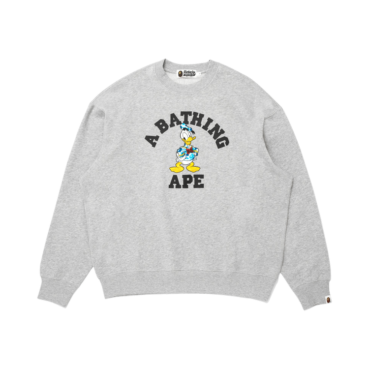 BAPE X Disney Donald Duck College Relaxed Fit Crewneck "Grey"