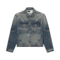 Sp5der Rhinestone Web Denim Jacket "Indigo"