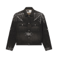 Sp5der Rhinestone Web Denim Jacket "Onyx"