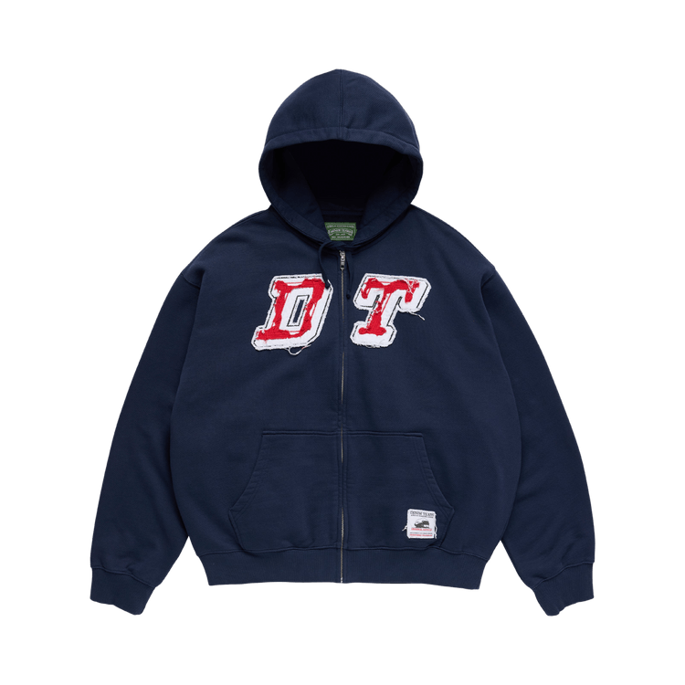 Denim Tears Distressed Tackle Twill Zip Up Hoodie "Navy"