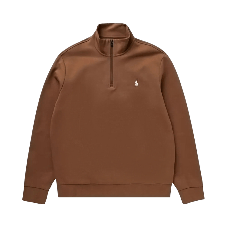 Polo Ralph Lauren Long Sleeve Double Knit Tech Zip Pullover Sweatshirt "Luggage Brown"