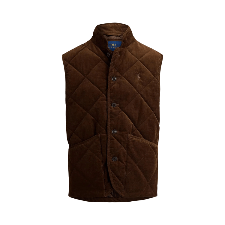 Polo Ralph Lauren Sleeveless Wale Corduroy Hurston Quilted Vest "Cooper Brown"