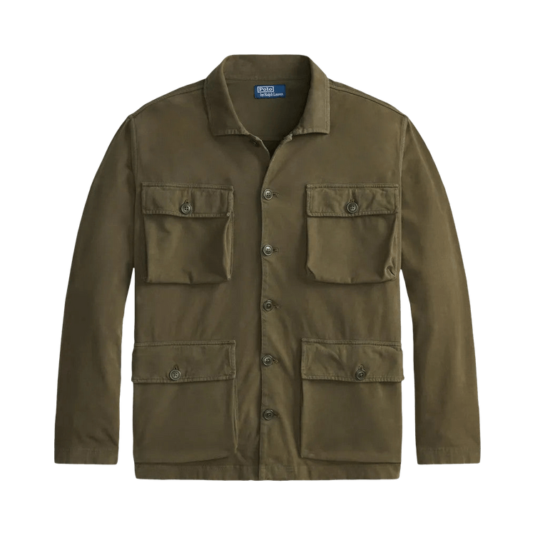 Polo Ralph Lauren Long Sleeve Sueded Moleskin Pocket Cargo Jacket "Canopy Olive"