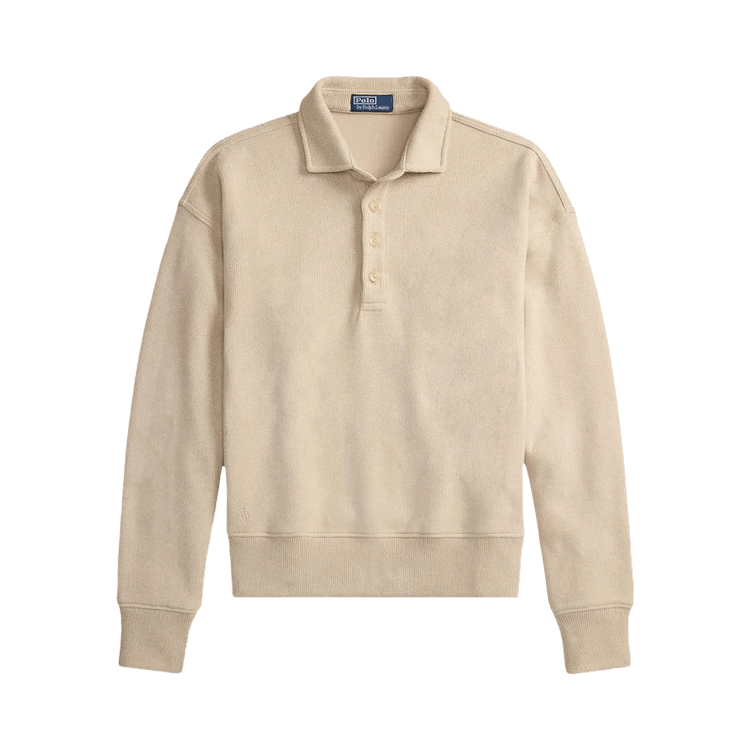 Polo Ralph Lauren Long Sleeve Sueded Heritage Rib Knit Cut Sew Polo "Expedition Dune Heather"