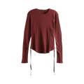 Ann Demeulemeester Dot Wrinkled Cropped Long Sleeves Top "Mahogany"
