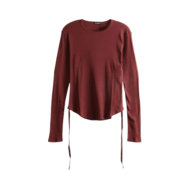 Ann Demeulemeester Dot Wrinkled Cropped Long Sleeves Top "Mahogany"