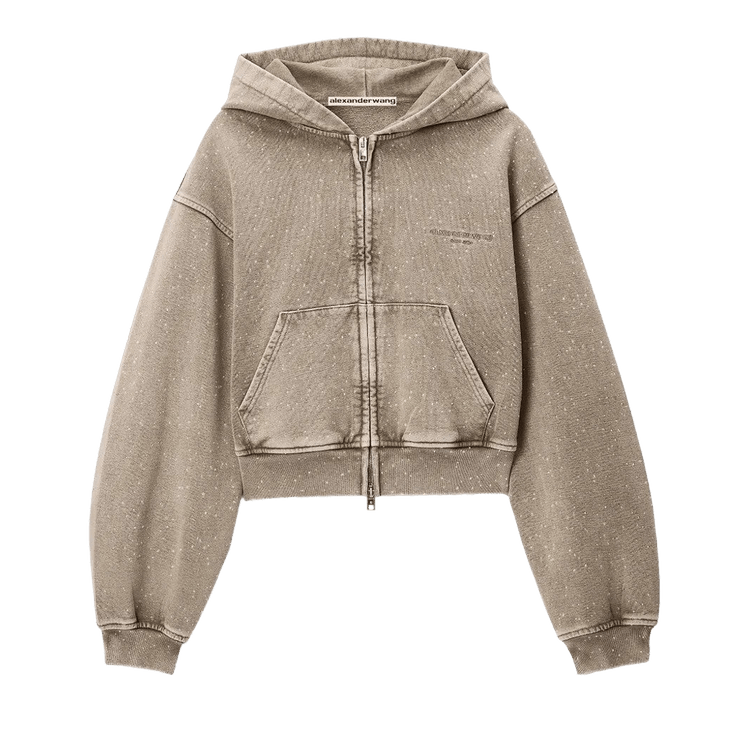 Alexander Wang Allover Hotfix Zip-Up Hoodie "Fallen Rock"