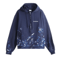 Balenciaga Paint Splatter Oversized Zip-Up Hoodie "Navy"