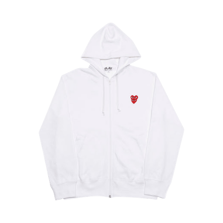 Comme des Garçons PLAY Zip-Up Double Heart Hoodie "White/Red"