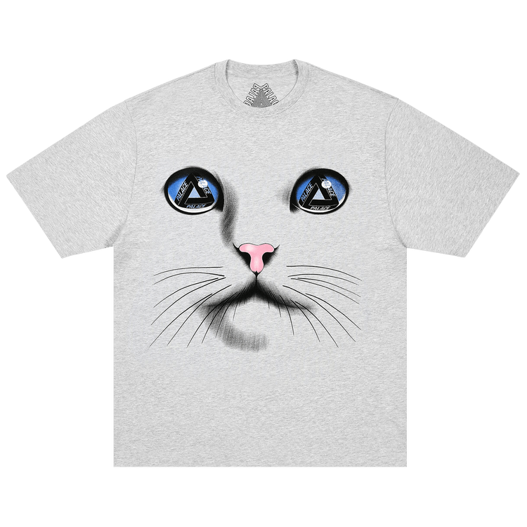 Palace Cat Face T-Shirt "Grey Marl"