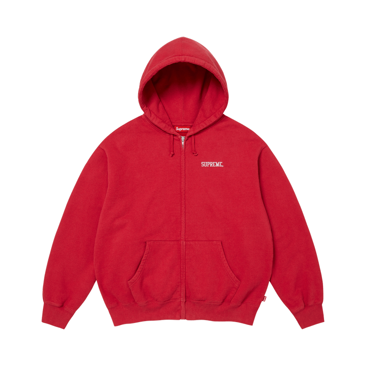 Supreme Blessed Appliqué Zip Up Hooded Sweatshirt "Red"