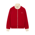Ami Red Zipped Cotton Sweatshirt With De Coeur "Ruby Red/Ivory"