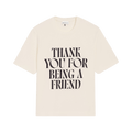Ami White Cotton Thank You For Being A Friend Print T-Shirt "White Cream"