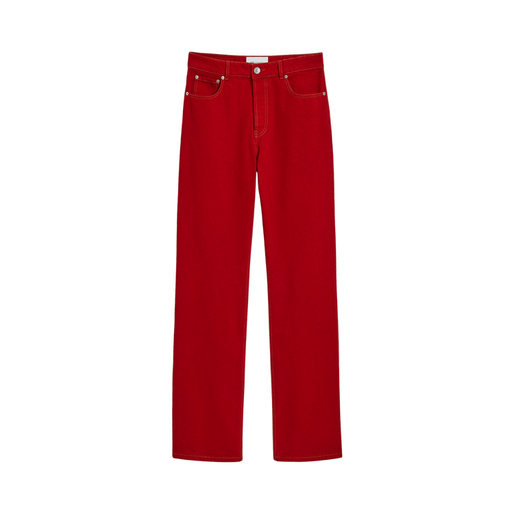 Ami Red Large-Fit Cotton Jeans "Ruby Red"