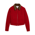 Ami Red Cotton Zipped Jacket With De Coeur "Ruby Red"