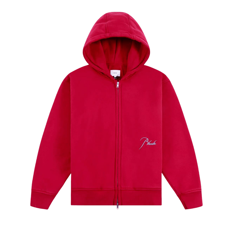 Rhude Classique Zip Up Hoodie "Red"