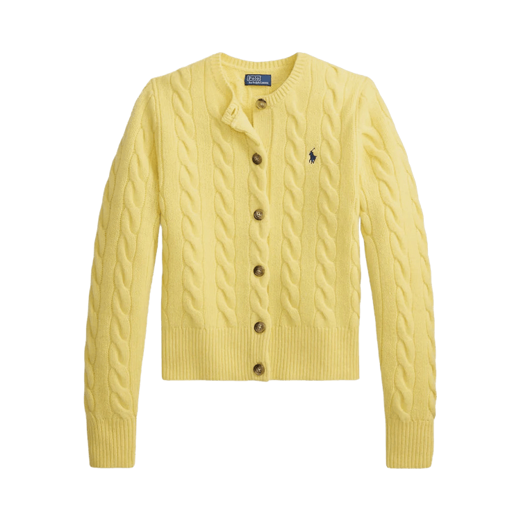 Polo Ralph Lauren Long Sleeve-Crew Neck-Cardigan-Sweater "Fall Yellow"