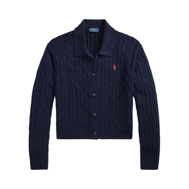 Polo Ralph Lauren Cotton-Long Sleeve-Collared-Cardigan-Sweater "Hunter Navy"