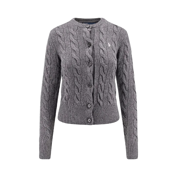 Polo Ralph Lauren Long Sleeve-Crew Neck-Cardigan-Sweater "Flannel Grey Heather"