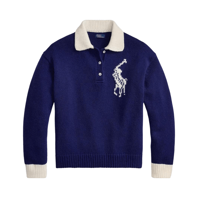 Polo Ralph Lauren Long Sleeve-Polo Self Collar-Sweater "Royal/Cream"