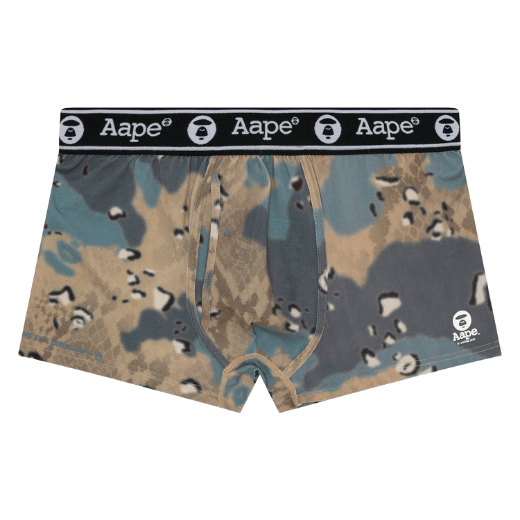 AAPE Moonface Logo Digital Camo Boxer Briefs "Beige/Blue"