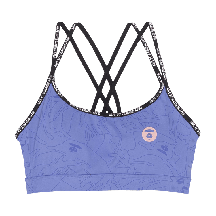 AAPE Moonface Patterned Cropped Sports Bra Top "Purple/Multi"