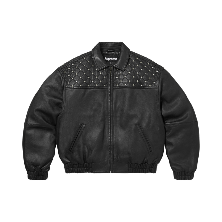 Supreme Swarovski Studded Quilted Leather Jacket "Black"