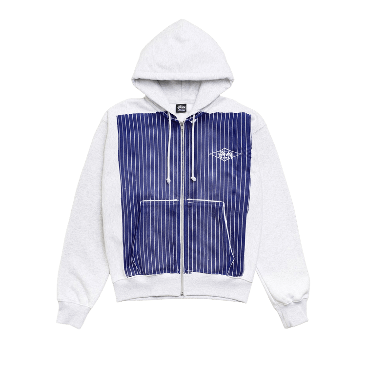 Stussy Printed Pattern Zip Hoodie "Blue Pinstripe"