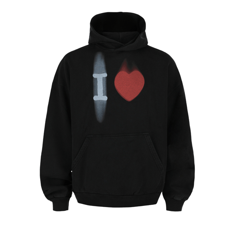 Balenciaga "I Love " Graphic Hoodie "Washed Black White"