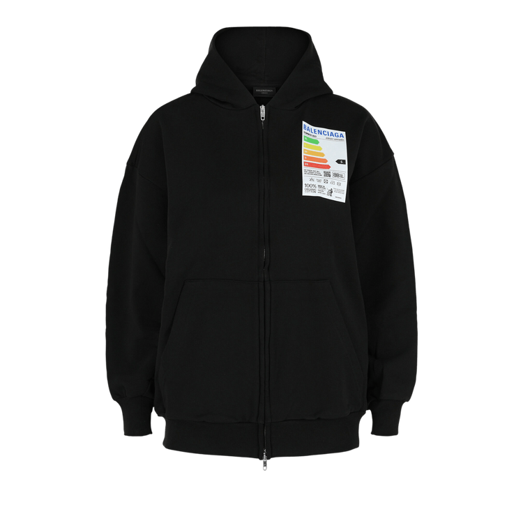 Balenciaga 2023 Energy Label Zip-Up Hoodie "Washed Black"