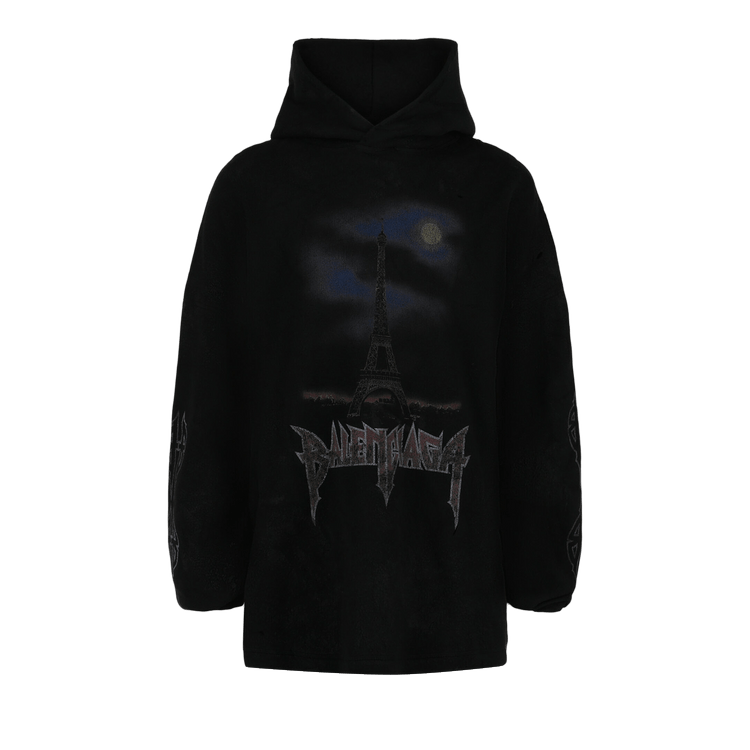 Balenciaga Paris Moon Fleece Hoodie "Black"