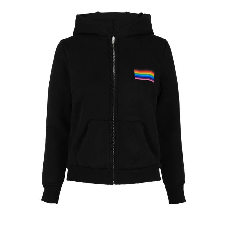 Balenciaga Rainbow Flag Zip-Up Hoodie "Faded Black"