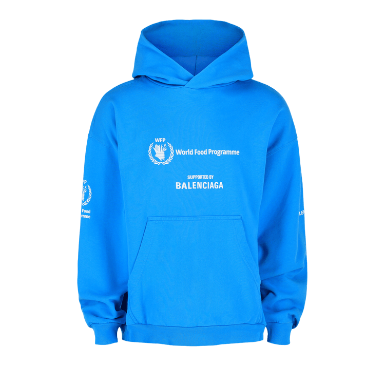 Balenciaga World Food Programme Graphic Print Hoodie "Azure White"