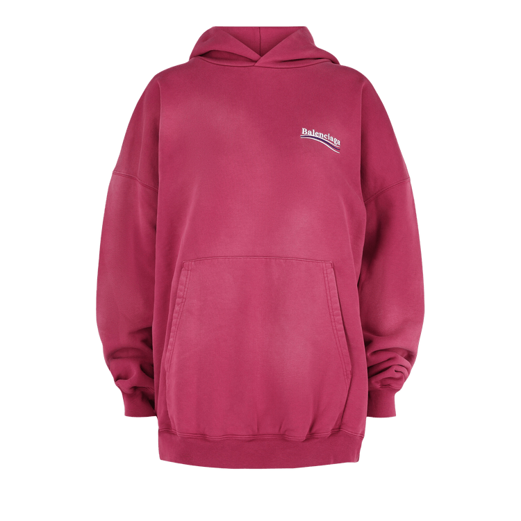 Balenciaga Embroidered Campaign Logo Hoodie "Dark Fushia White Blue"