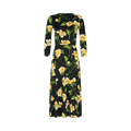 Balenciaga Floral-Print A-Line Crewneck Dress "Black Yellow"