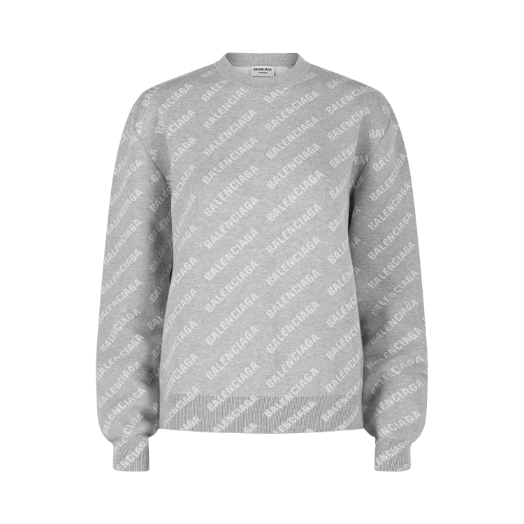 Balenciaga Allover Logo Knit Sweater "Grey White"