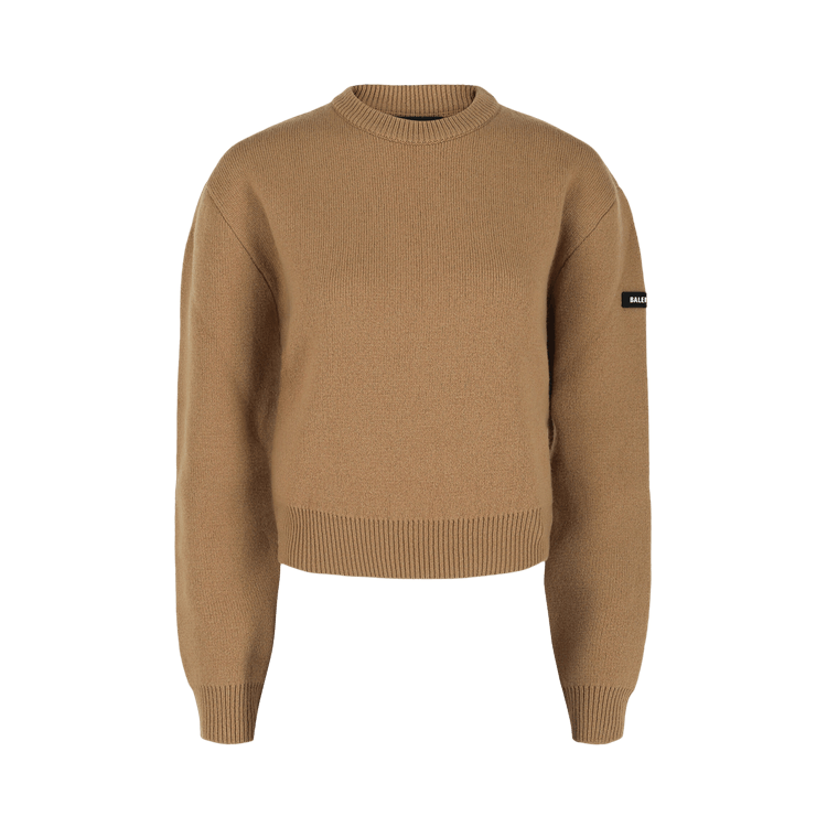 Balenciaga Cropped Wool Sweater "Dark Beige"