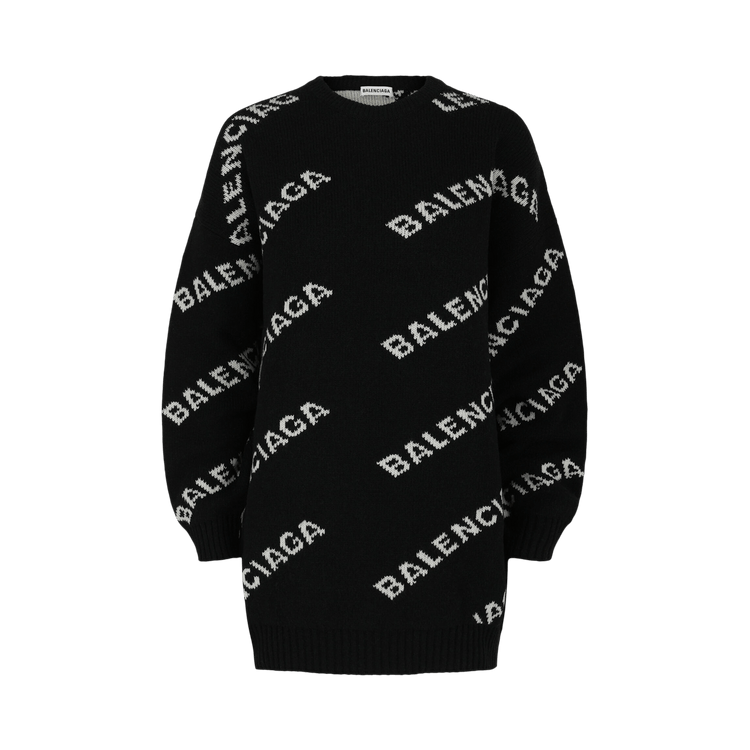 Balenciaga Allover Logo Knit Sweater "Black White"