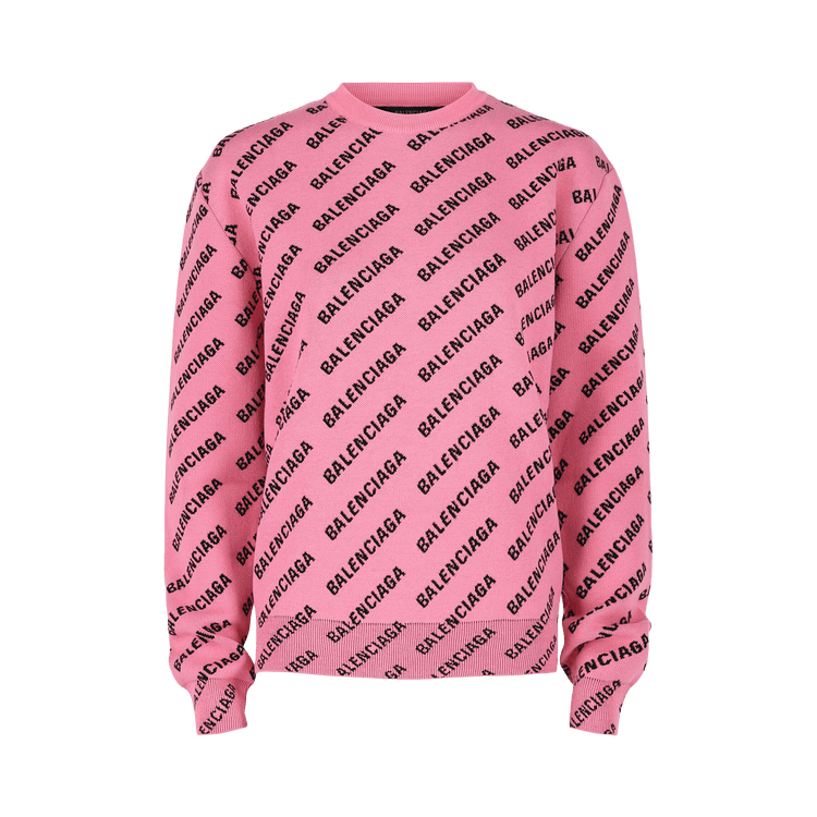 Balenciaga Allover Logo Knit Sweater "Pink Black"