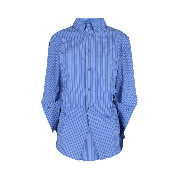 Balenciaga Diy Striped Twisted-Sleeve Shirt "Blue Light Blue"