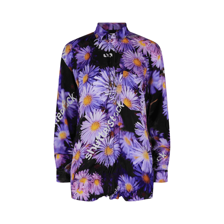 Balenciaga Asters Floral Shutterstock-Printed Shirt "Purple"