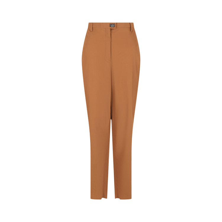 Ferragamo Creased Cropped Trousers "Light Brown"