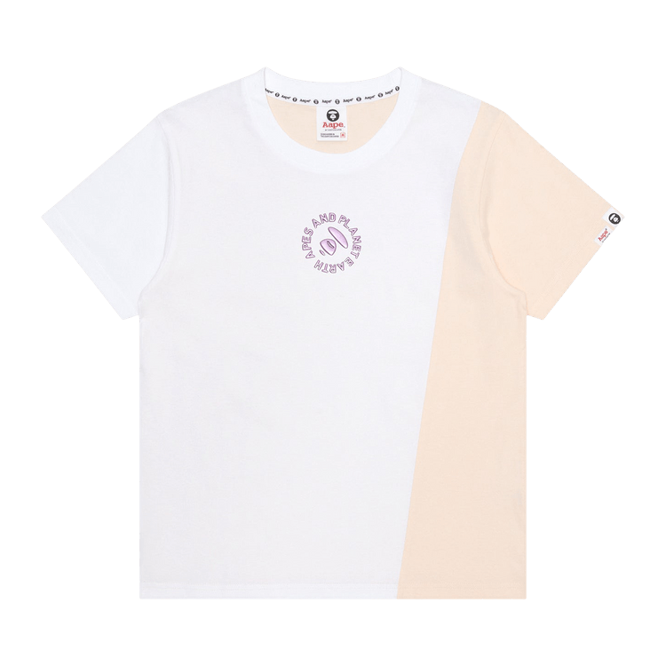 AAPE Moonface Embossed Panelled Tee "White"