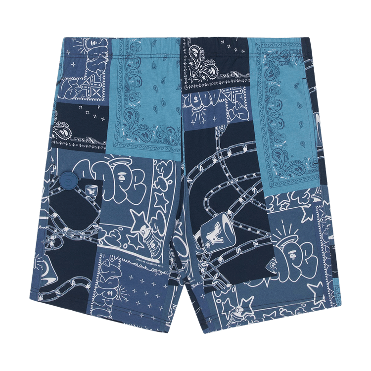 AAPE Moonface Bandana Shorts "Blue/White"