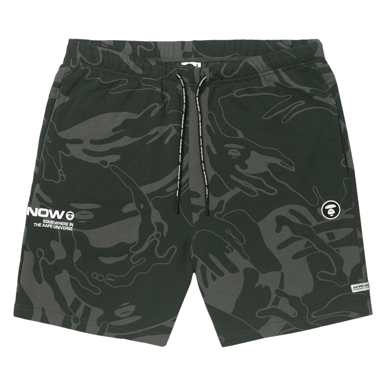 AAPE Moonface Camo Sweat Shorts "Khaki/Multi"