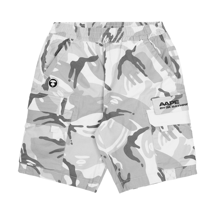 AAPE Moonface Camo Cargo Shorts "White/Multi"