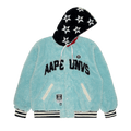 AAPE Moonface Hooded Fluffy Varsity Jacket "Blue/Light"