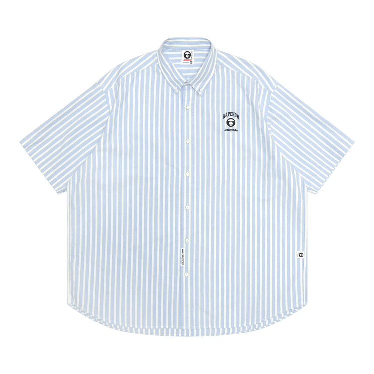AAPE Now Moonface Logo Stripe Short Sleeve Shirt "Blue/Yellow"
